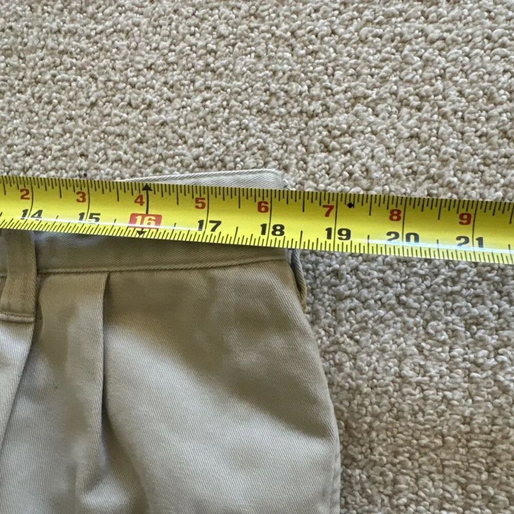 Eddie Bauer Chino Pants Mens 38X34 Tan Khaki Pleated Front 100 Cotton Casual VTG